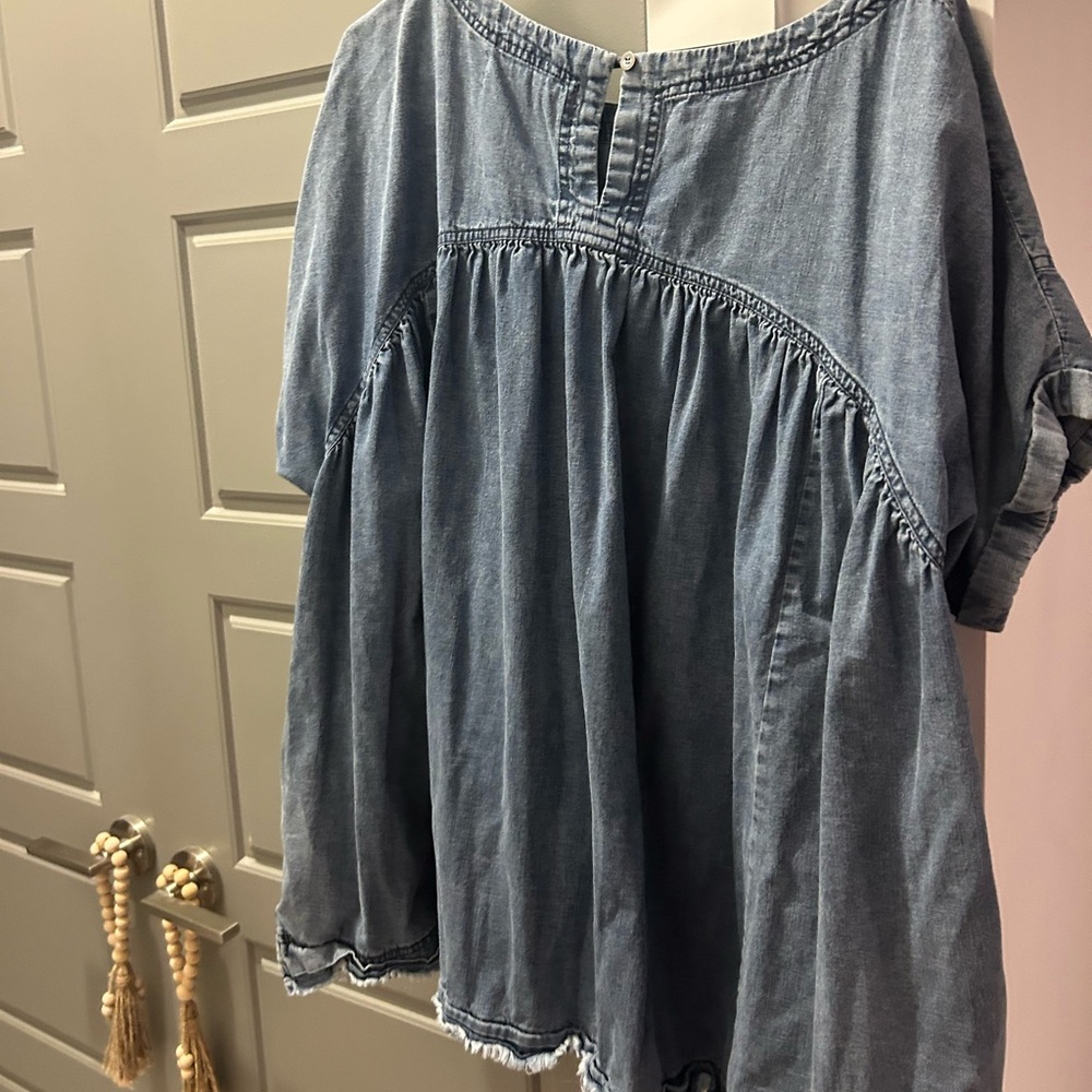 Free People Blue Denim Women's Top - Picture 5 of 5